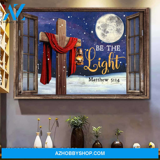 Cross and the Moon - Be the light Landscape Canvas Prints, Wall Art