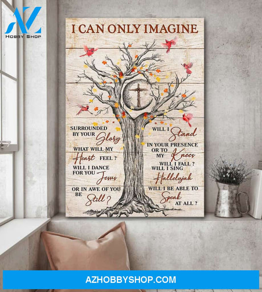 Cross tree with cardinal - I can only imagine - Jesus Portrait Canvas Prints, Wall Art
