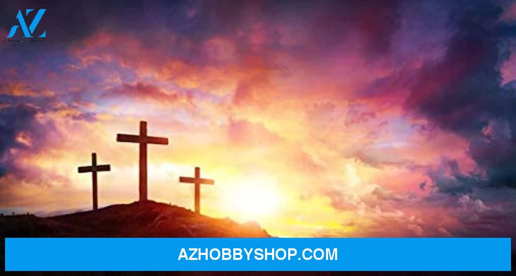 Crucifixion Of Jesus Christ During A Dramatic Sunrise - Three Crosses On A Hill