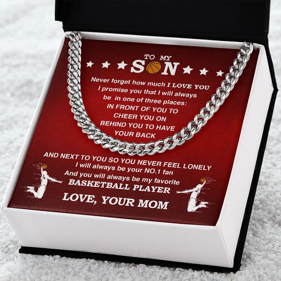 Cuban Link Necklace - My Basketball Son, Biggest Fan, From Mom, Cuban Link Chain