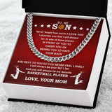 Cuban Link Necklace - My Basketball Son, Biggest Fan, From Mom, Cuban Link Chain