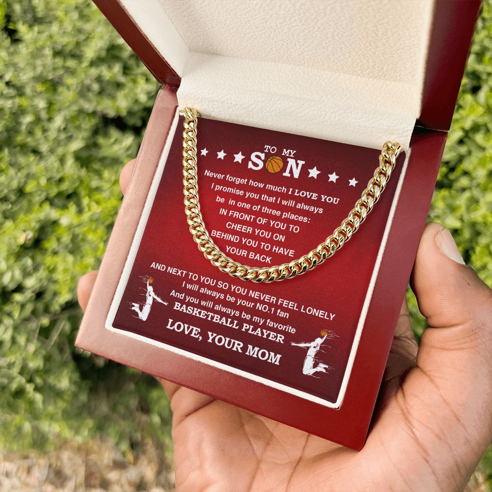 Cuban Link Necklace - My Basketball Son, Biggest Fan, From Mom, Cuban Link Chain
