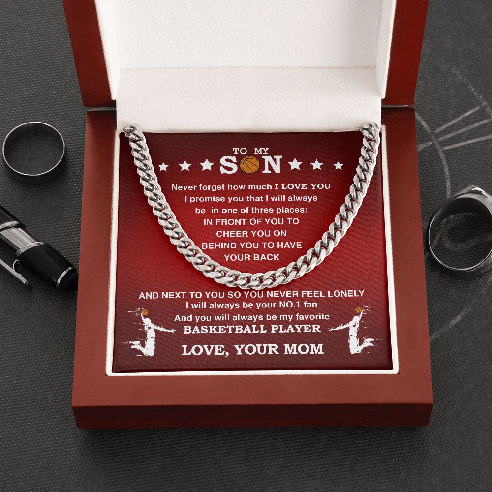 Cuban Link Necklace - My Basketball Son, Biggest Fan, From Mom, Cuban Link Chain