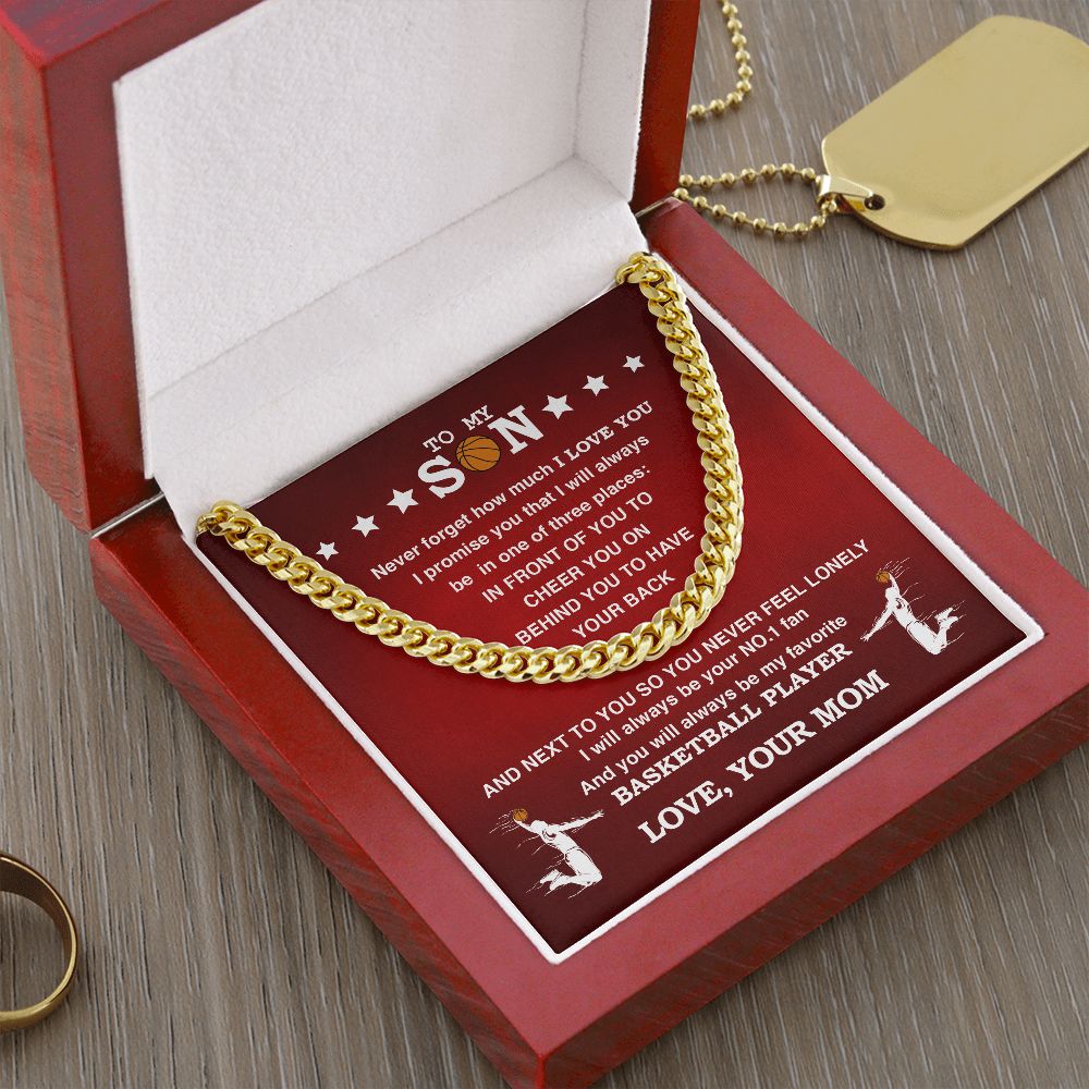 Cuban Link Necklace - My Basketball Son, Biggest Fan, From Mom, Cuban Link Chain