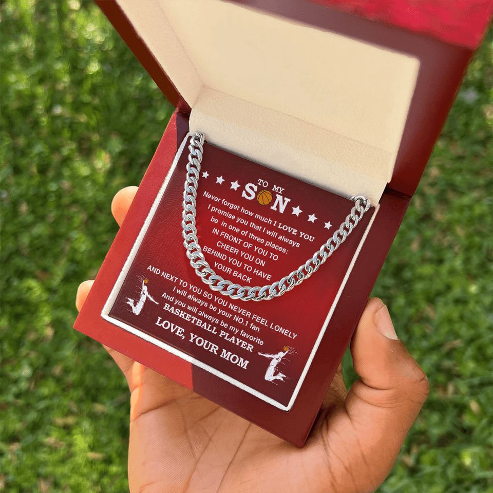 Cuban Link Necklace - My Basketball Son, Biggest Fan, From Mom, Cuban Link Chain