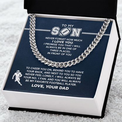 Cuban Link Necklace - My Football Son, #1 Fan, From Dad, Cuban Link Chain