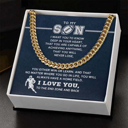 Cuban Link Necklace - My Football Son, Achieve Anything, Cuban Link Chain