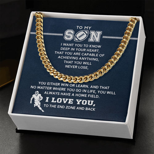 Cuban Link Necklace - My Football Son, Achieve Anything, Cuban Link Chain