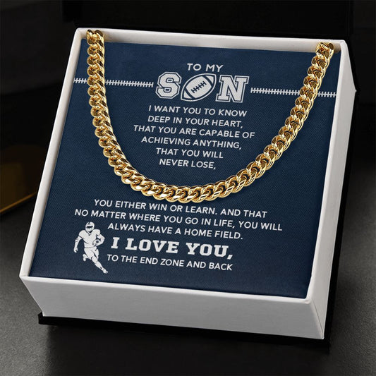 Cuban Link Necklace - My Football Son, Achieve Anything, Cuban Link Chain