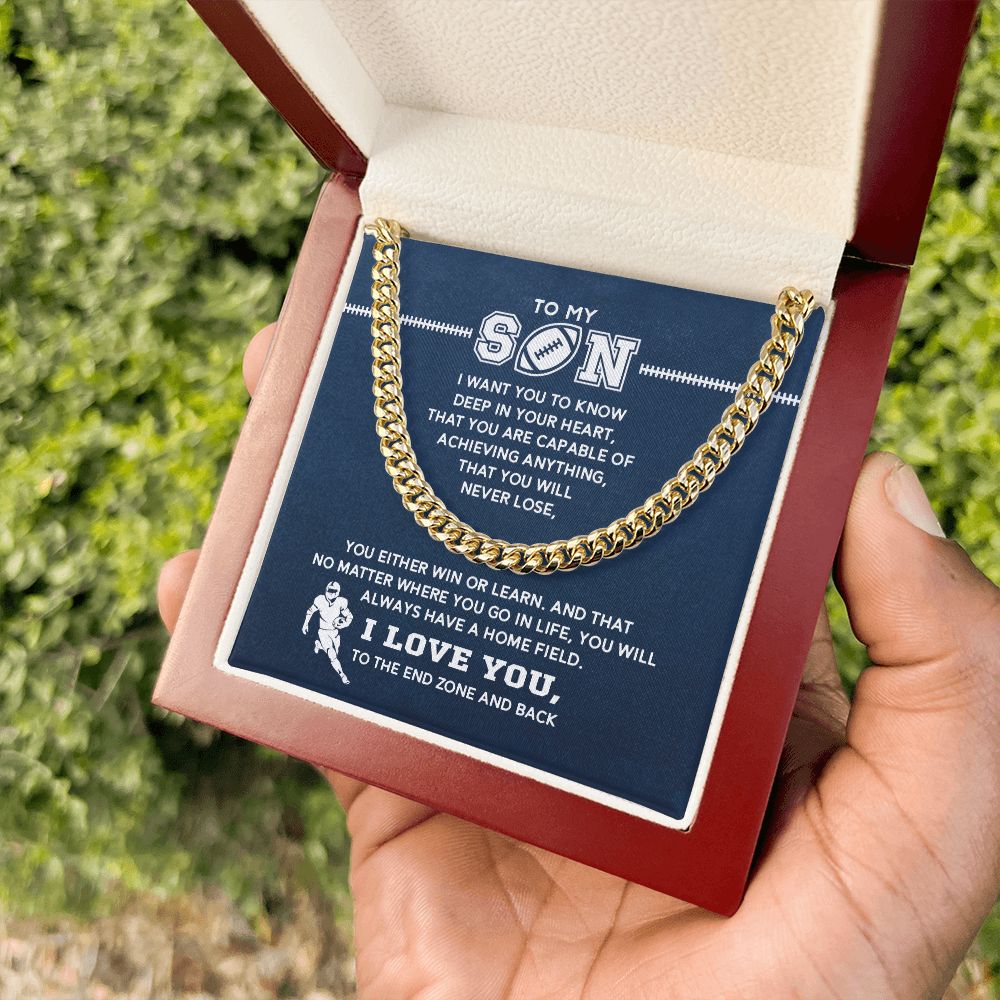 Cuban Link Necklace - My Football Son, Achieve Anything, Cuban Link Chain