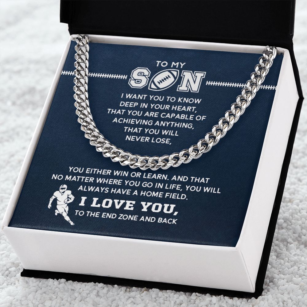 Cuban Link Necklace - My Football Son, Achieve Anything, Cuban Link Chain