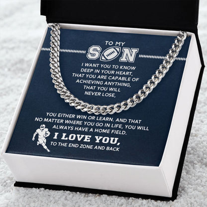 Cuban Link Necklace - My Football Son, Achieve Anything, Cuban Link Chain