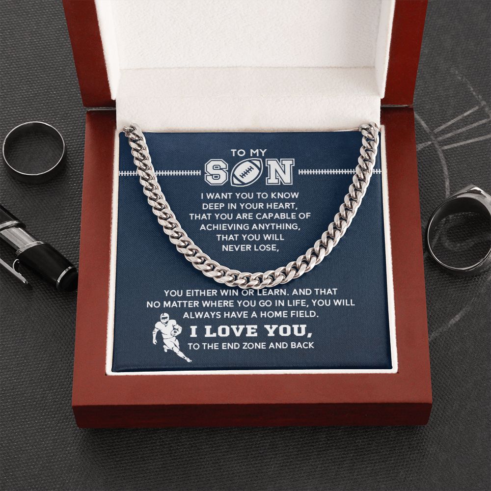 Cuban Link Necklace - My Football Son, Achieve Anything, Cuban Link Chain
