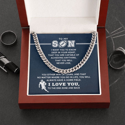 Cuban Link Necklace - My Football Son, Achieve Anything, Cuban Link Chain