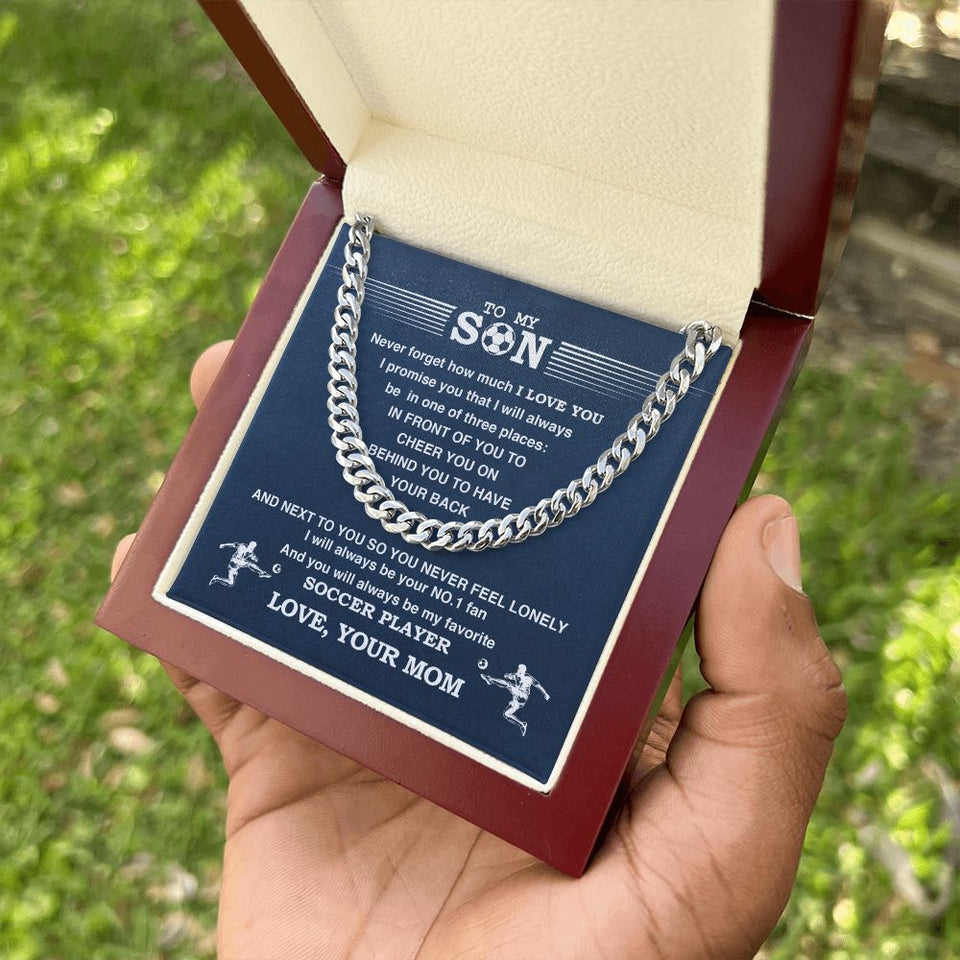 Cuban Link Necklace - My Soccer Son, Biggest Fan, From Mom, Cuban Link Chain