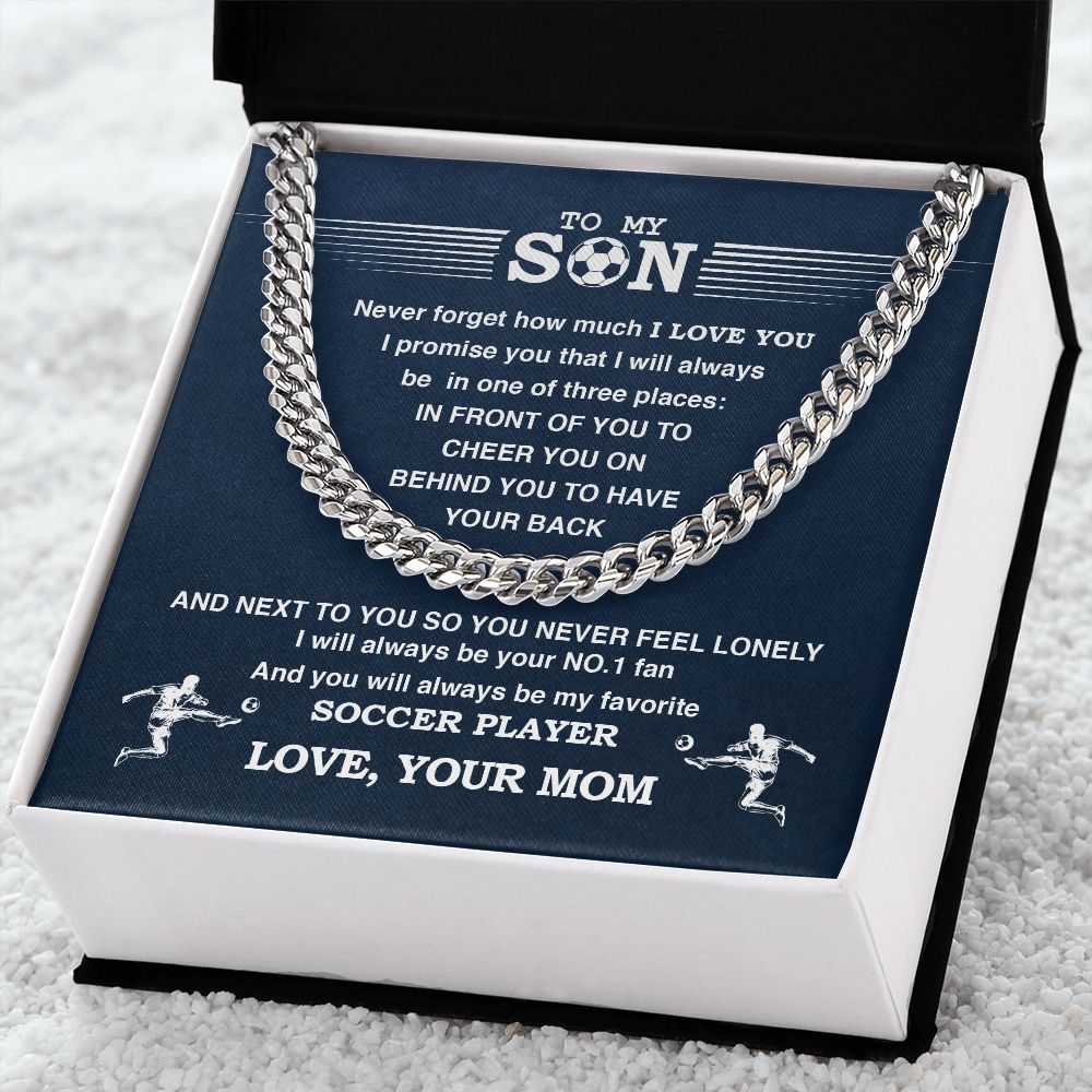 Cuban Link Necklace - My Soccer Son, Biggest Fan, From Mom, Cuban Link Chain