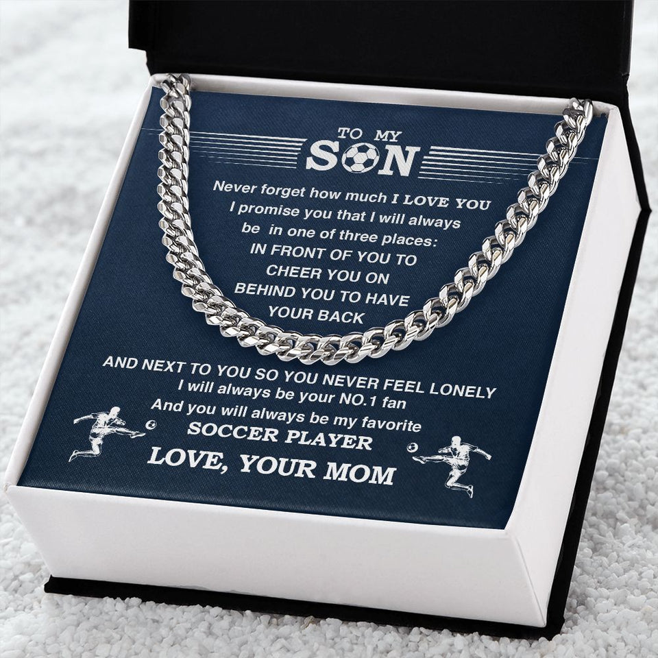 Cuban Link Necklace - My Soccer Son, Biggest Fan, From Mom, Cuban Link Chain