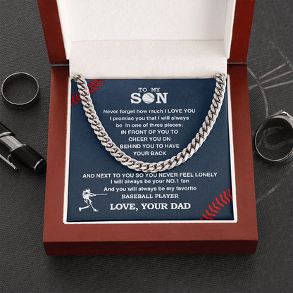 Cuban Link Necklace - My Baseball Son, Biggest Fan, From Dad, Cuban Link Chain