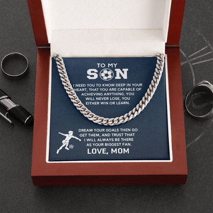 Cuban Link Necklace - Soccer Son, Biggest Fan, Cuban Link Chain