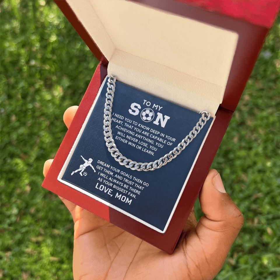 Cuban Link Necklace - Soccer Son, Biggest Fan, Cuban Link Chain