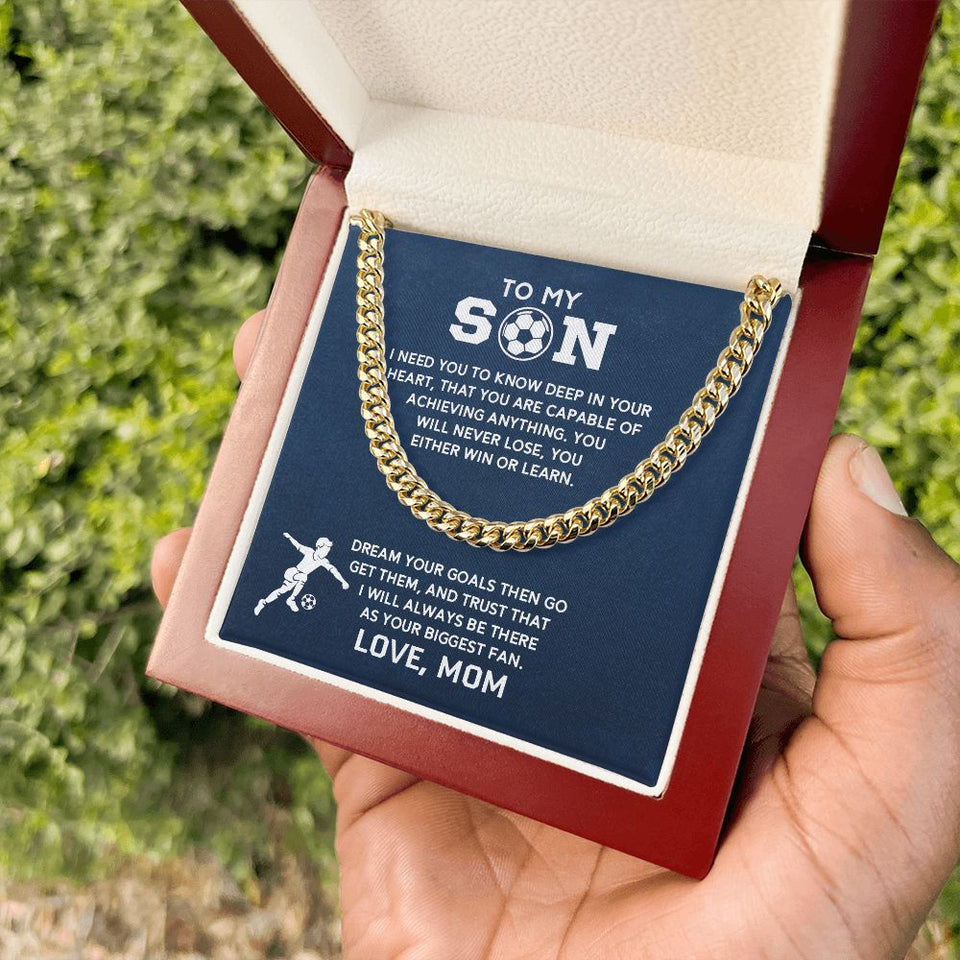 Cuban Link Necklace - Soccer Son, Biggest Fan, Cuban Link Chain