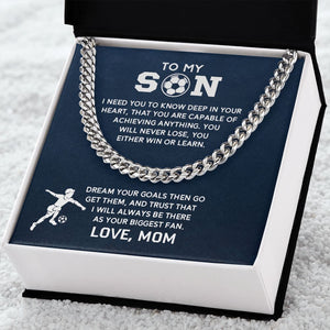 Cuban Link Necklace - Soccer Son, Biggest Fan, Cuban Link Chain