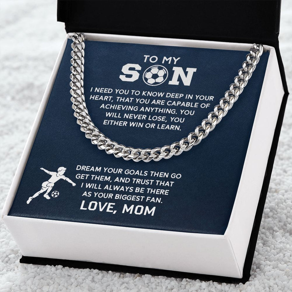 Cuban Link Necklace - Soccer Son, Biggest Fan, Cuban Link Chain
