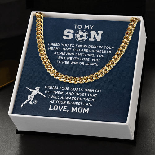 Cuban Link Necklace - Soccer Son, Biggest Fan, Cuban Link Chain