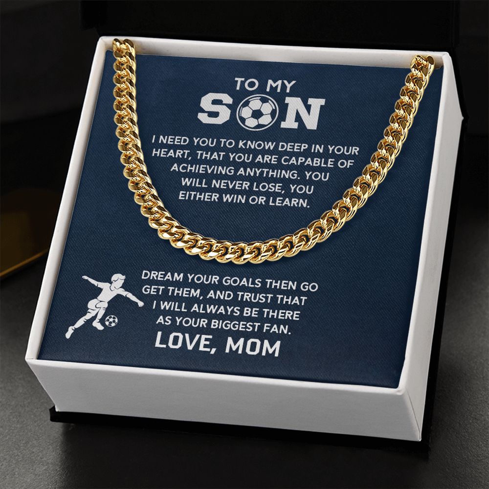 Cuban Link Necklace - Soccer Son, Biggest Fan, Cuban Link Chain