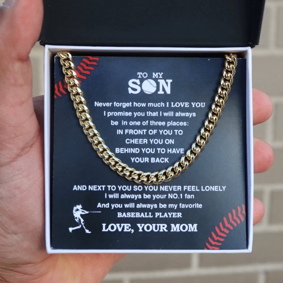 Cuban Link Necklace - To My Baseball Son, Cuban Link Chain