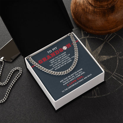 Cuban Link Necklace - To My Grandson, Achieve Anything, Home Base, Cuban Link Chain