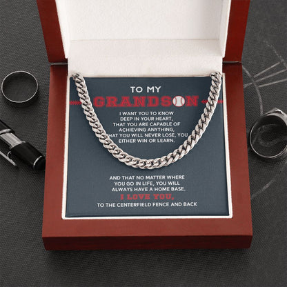 Cuban Link Necklace - To My Grandson, Achieve Anything, Home Base, Cuban Link Chain