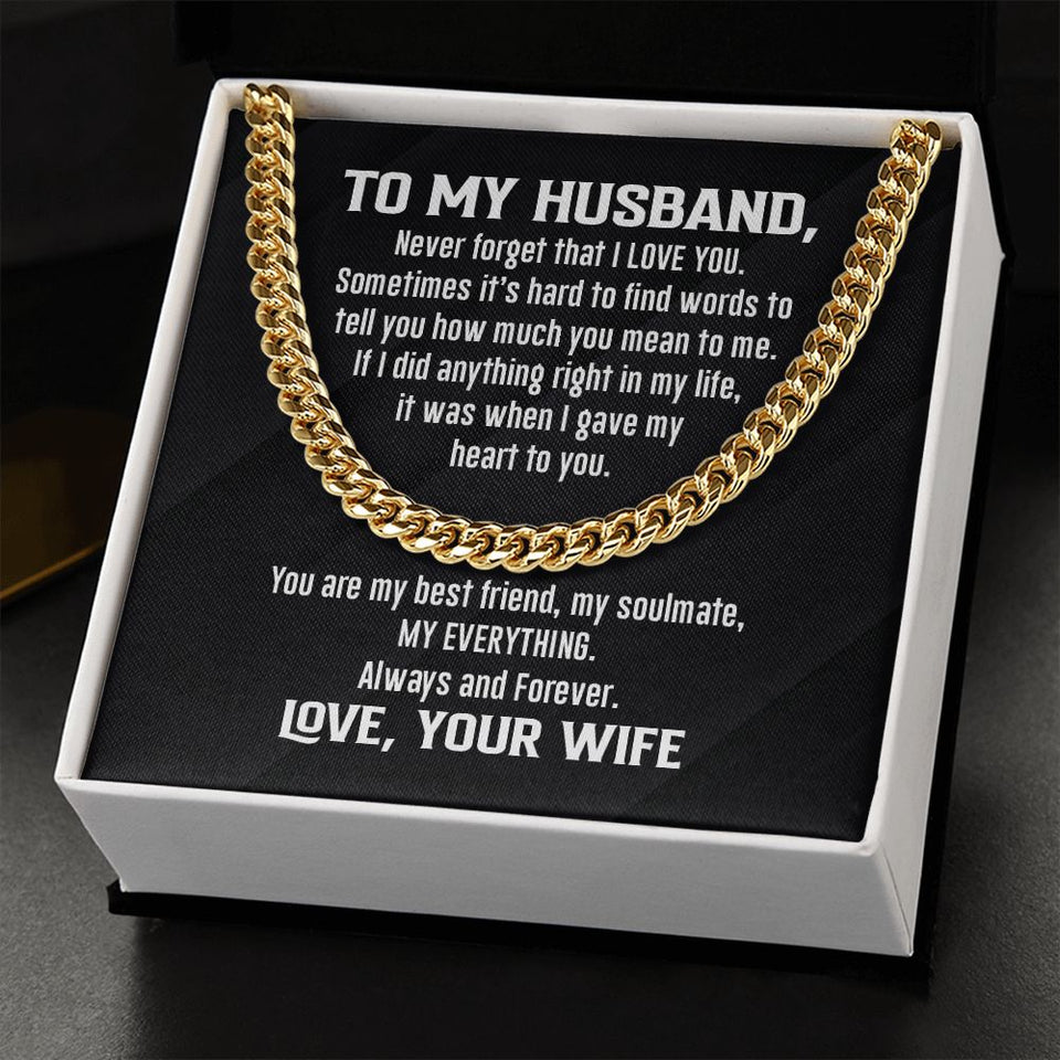 Cuban Link Necklace - To My Husband, Never Forget, Cuban Link Chain