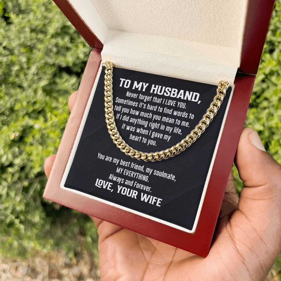 Cuban Link Necklace - To My Husband, Never Forget, Cuban Link Chain