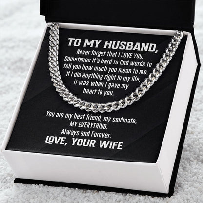Cuban Link Necklace - To My Husband, Never Forget, Cuban Link Chain