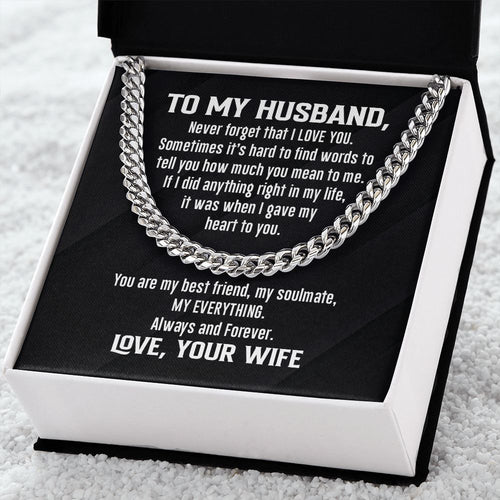 Cuban Link Necklace - To My Husband, Never Forget, Cuban Link Chain