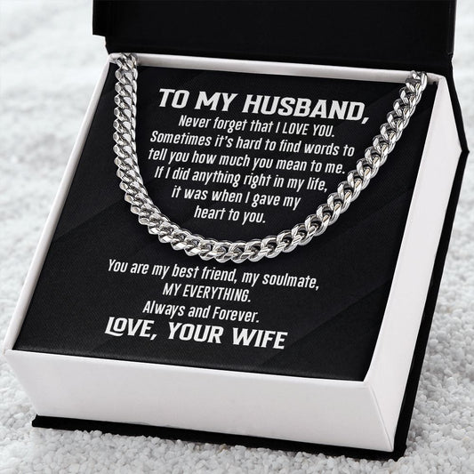 Cuban Link Necklace - To My Husband, Never Forget, Cuban Link Chain