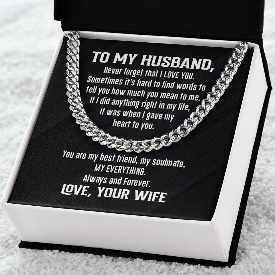 Cuban Link Necklace - To My Husband, Never Forget, Cuban Link Chain
