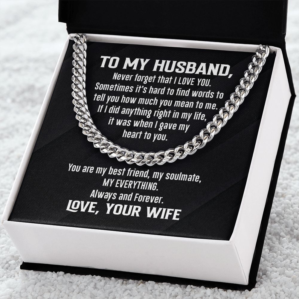 Cuban Link Necklace - To My Husband, Never Forget, Cuban Link Chain
