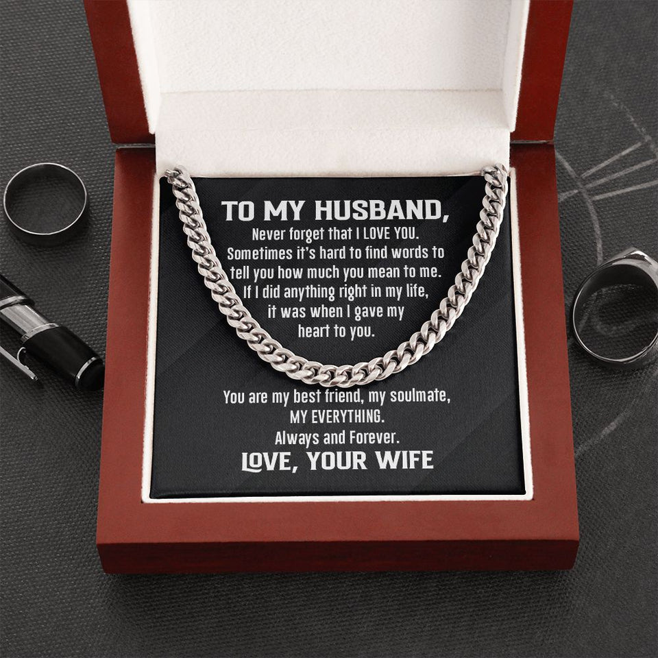 Cuban Link Necklace - To My Husband, Never Forget, Cuban Link Chain