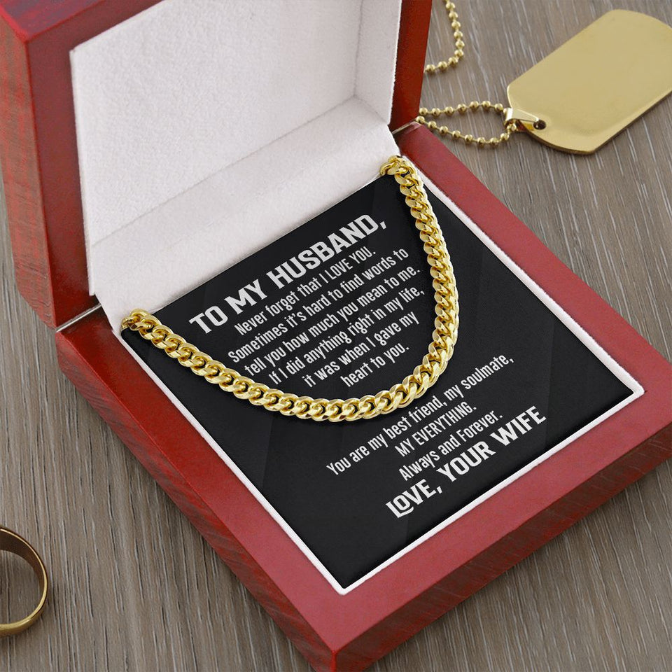 Cuban Link Necklace - To My Husband, Never Forget, Cuban Link Chain