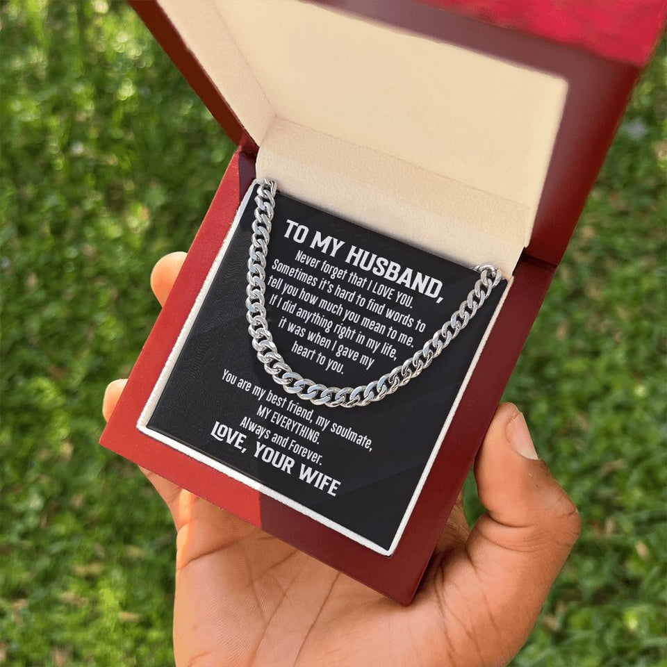 Cuban Link Necklace - To My Husband, Never Forget, Cuban Link Chain