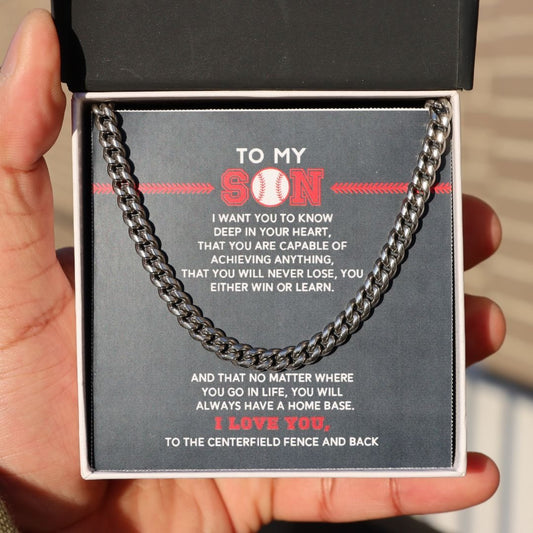 Cuban Link Necklace - To My Son, Achieve Anything, Home Base, Cuban Link Chain