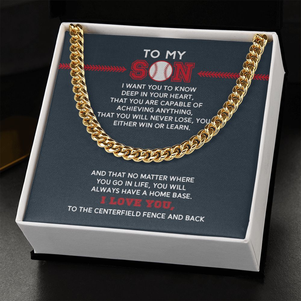 Cuban Link Necklace - To My Son, Achieve Anything, Home Base, Cuban Link Chain