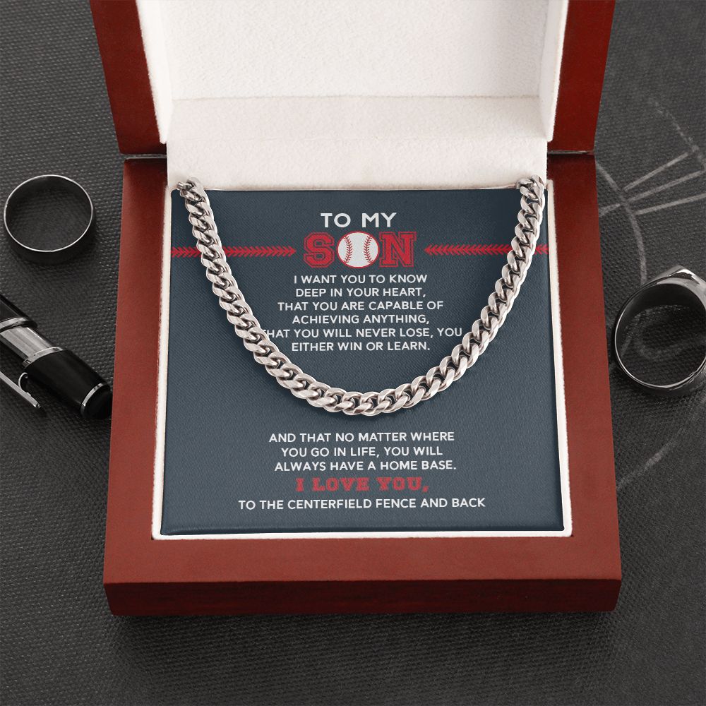 Cuban Link Necklace - To My Son, Achieve Anything, Home Base, Cuban Link Chain