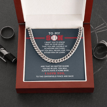 Cuban Link Necklace - To My Son, Achieve Anything, Home Base, Cuban Link Chain