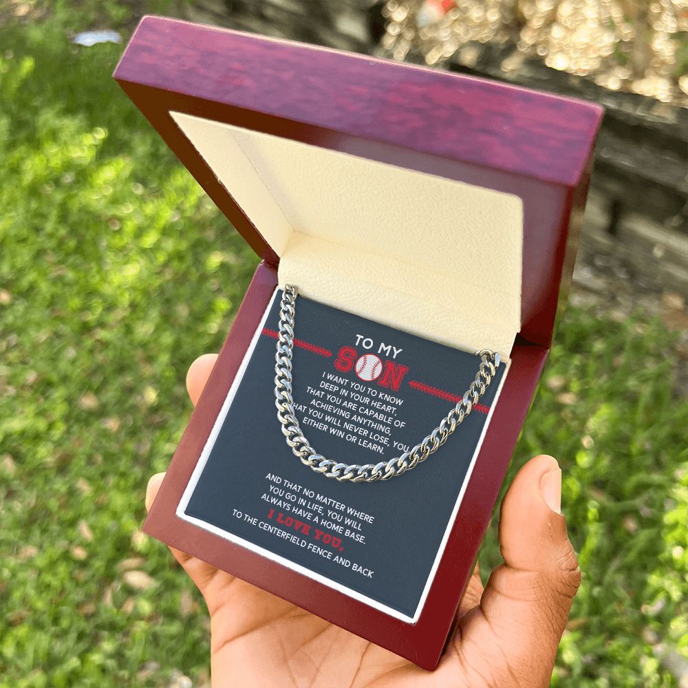 Cuban Link Necklace - To My Son, Achieve Anything, Home Base, Cuban Link Chain