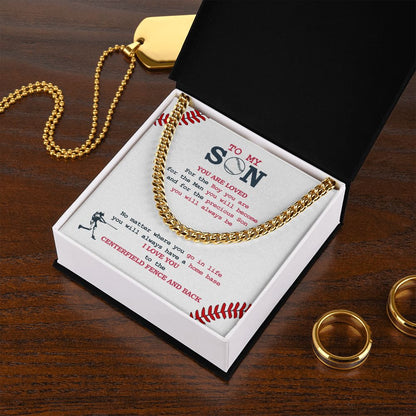 Cuban Link Necklace - To My Son, Home Base, Cuban Link Chain