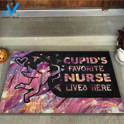 Cupid's Favorite Nurse Lives Here - Nurse Doormat