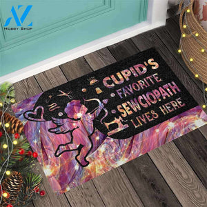 Cupid's Favorite Sewciopath Lives Here - Sewing Doormat